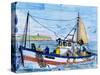 Painted Ceramic Tiles of a Fishing Boat, Algarve, Portugal-Merrill Images-Stretched Canvas