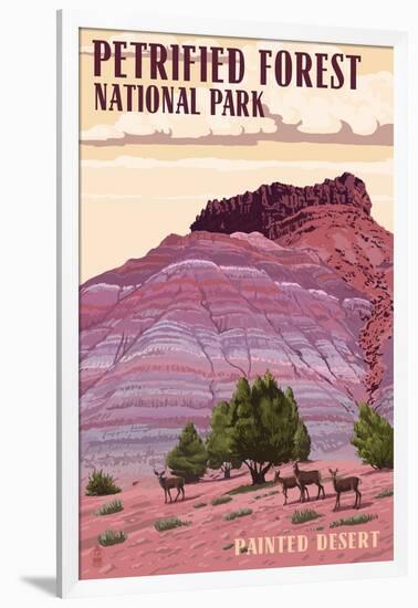 Painted Desert - Petrified Forest National Park-Lantern Press-Framed Art Print