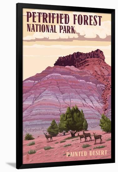 Painted Desert - Petrified Forest National Park-Lantern Press-Framed Art Print