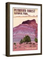 Painted Desert - Petrified Forest National Park-Lantern Press-Framed Art Print