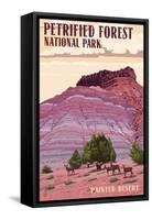 Painted Desert - Petrified Forest National Park-Lantern Press-Framed Stretched Canvas