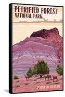 Painted Desert - Petrified Forest National Park-Lantern Press-Framed Stretched Canvas