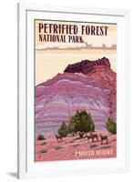 Painted Desert - Petrified Forest National Park-Lantern Press-Framed Art Print