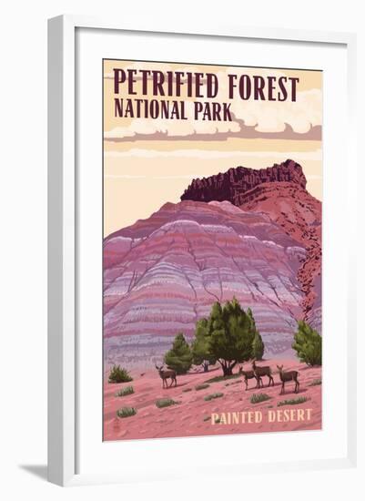 Painted Desert - Petrified Forest National Park-Lantern Press-Framed Art Print