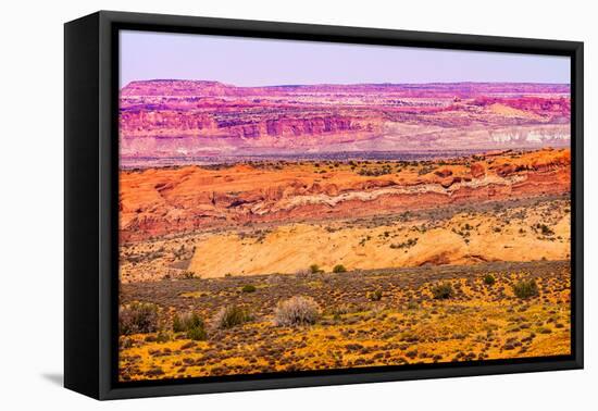 Painted Desert Yellow Grass Lands Orange Sandstone Red Moab Fault Arches National Park Moab Utah-BILLPERRY-Framed Stretched Canvas