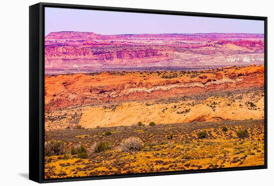 Painted Desert Yellow Grass Lands Orange Sandstone Red Moab Fault Arches National Park Moab Utah-BILLPERRY-Framed Stretched Canvas