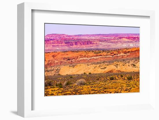 Painted Desert Yellow Grass Lands Orange Sandstone Red Moab Fault Arches National Park Moab Utah-BILLPERRY-Framed Photographic Print