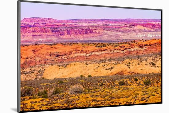 Painted Desert Yellow Grass Lands Orange Sandstone Red Moab Fault Arches National Park Moab Utah-BILLPERRY-Mounted Photographic Print