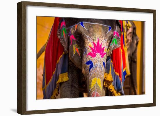 Painted Elephant, Amer Fort, Jaipur, Rajasthan, India, Asia-Laura Grier-Framed Photographic Print