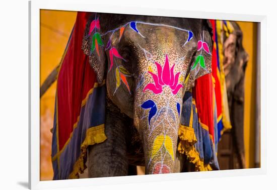 Painted Elephant, Amer Fort, Jaipur, Rajasthan, India, Asia-Laura Grier-Framed Photographic Print