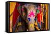 Painted Elephant, Amer Fort, Jaipur, Rajasthan, India, Asia-Laura Grier-Framed Stretched Canvas