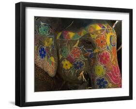 Painted Elephant, Used for Transporting Tourists, Amber Palace, Jaipur, Rajasthan, India-Jeremy Bright-Framed Photographic Print