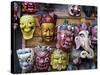 Painted face masks on display in the historical Newar city of Bhaktapur, Nepal, Asia-Alex Treadway-Stretched Canvas