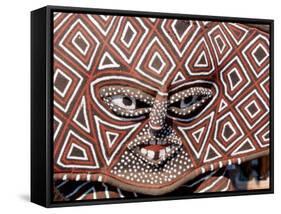 Painted Geometric Mask, Zimbabwe-Claudia Adams-Framed Stretched Canvas