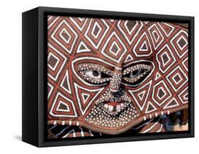 Painted Geometric Mask, Zimbabwe-Claudia Adams-Framed Stretched Canvas