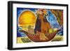 Painted Glass Depicting Polynesian Woman-null-Framed Giclee Print