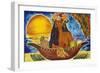 Painted Glass Depicting Polynesian Woman-null-Framed Giclee Print