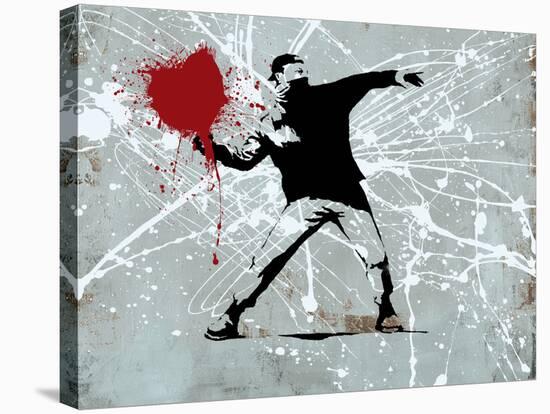 Painted heart Thrower-Banksy-Stretched Canvas