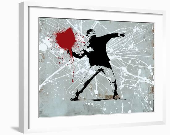 Painted heart Thrower-Banksy-Framed Giclee Print