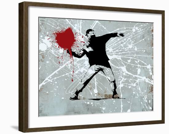 Painted heart Thrower-Banksy-Framed Giclee Print