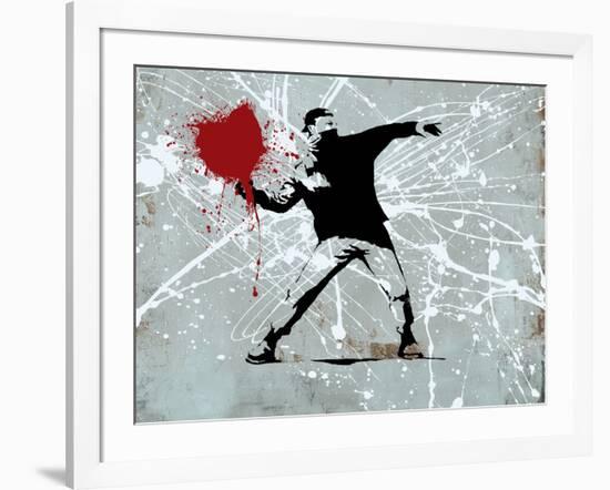 Painted heart Thrower-Banksy-Framed Giclee Print