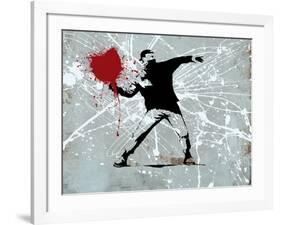 Painted heart Thrower-Banksy-Framed Giclee Print