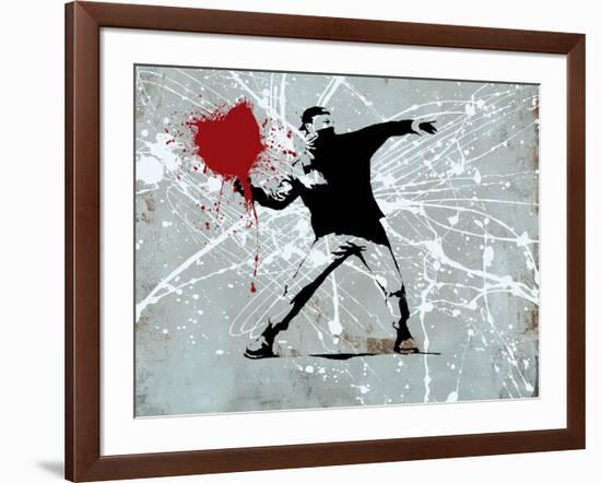 Painted heart Thrower-Banksy-Framed Giclee Print