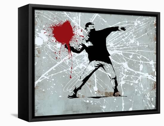 Painted heart Thrower-Banksy-Framed Stretched Canvas