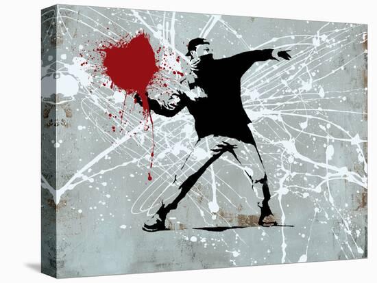 Painted heart Thrower-Banksy-Stretched Canvas