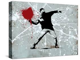 Painted heart Thrower-Banksy-Stretched Canvas