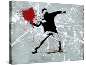 Painted heart Thrower-Banksy-Stretched Canvas