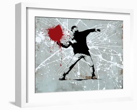 Painted heart Thrower-Banksy-Framed Giclee Print