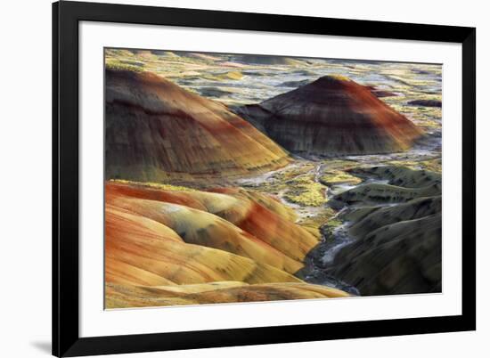 Painted Hills, sunset, John Day Fossil Beds National Monument, Mitchell, Oregon, USA-Michel Hersen-Framed Premium Photographic Print