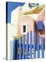 Painted Houses and Blue Gate, Imerovigli, Santorini, Cyclades Islands, Greek Islands, Greece-Lee Frost-Stretched Canvas