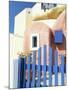 Painted Houses and Blue Gate, Imerovigli, Santorini, Cyclades Islands, Greek Islands, Greece-Lee Frost-Mounted Photographic Print