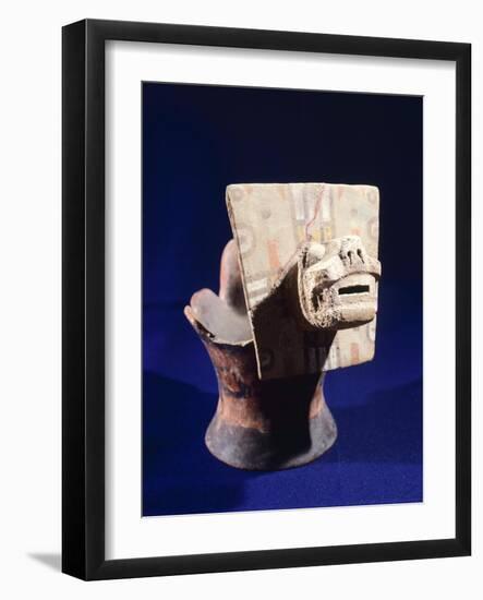 Painted Incense Burner Adorned with a Cat's Head, Artifact Originating from Tiahuanaco-null-Framed Giclee Print