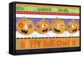 Painted Jack-O-Lantern Stripe repeat-Holli Conger-Framed Stretched Canvas