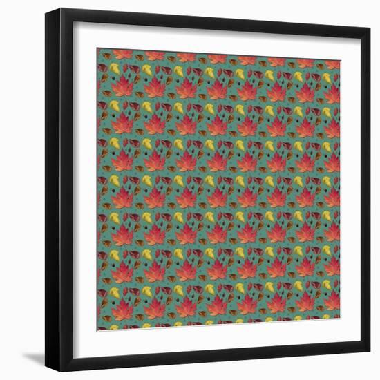 Painted Leaves Repeat-Leslie Wing-Framed Giclee Print