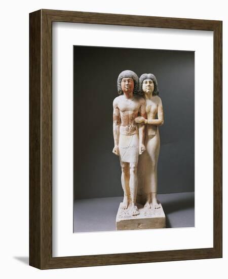 Painted Limestone Sculptural Group Portraying Raherka and Meresankh-null-Framed Giclee Print