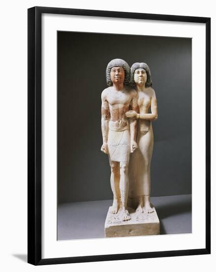 Painted Limestone Sculptural Group Portraying Raherka and Meresankh-null-Framed Giclee Print