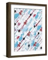 Painted Pattern textures in Blues Reds and black floral-Bee Sturgis-Framed Art Print