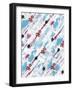 Painted Pattern textures in Blues Reds and black floral-Bee Sturgis-Framed Art Print