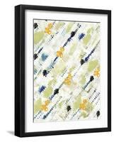 Painted Pattern textures in Greens and Yellows with Yellow floral-Bee Sturgis-Framed Art Print