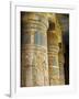 Painted Sunken Relief Carving Adorns Columns in the Mortuary Temple of Ramses Iii on the West Bank -Julian Love-Framed Photographic Print