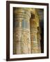 Painted Sunken Relief Carving Adorns Columns in the Mortuary Temple of Ramses Iii on the West Bank -Julian Love-Framed Photographic Print