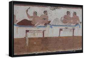 Painted Tomb of the Diver Detail, National Archaeological Museum, Paestum, Campania, Italy-Eleanor Scriven-Framed Stretched Canvas