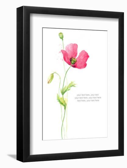 Painted Watercolor Card with Poppy and Text-lozas-Framed Photographic Print