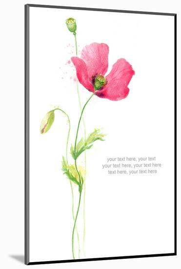 Painted Watercolor Card with Poppy and Text-lozas-Mounted Photographic Print