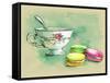 Painted Watercolor French Dessert Macaroons and a Cup of Tea-lozas-Framed Stretched Canvas