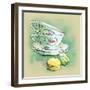 Painted Watercolor French Dessert Macaroons and Tea Cups-lozas-Framed Art Print